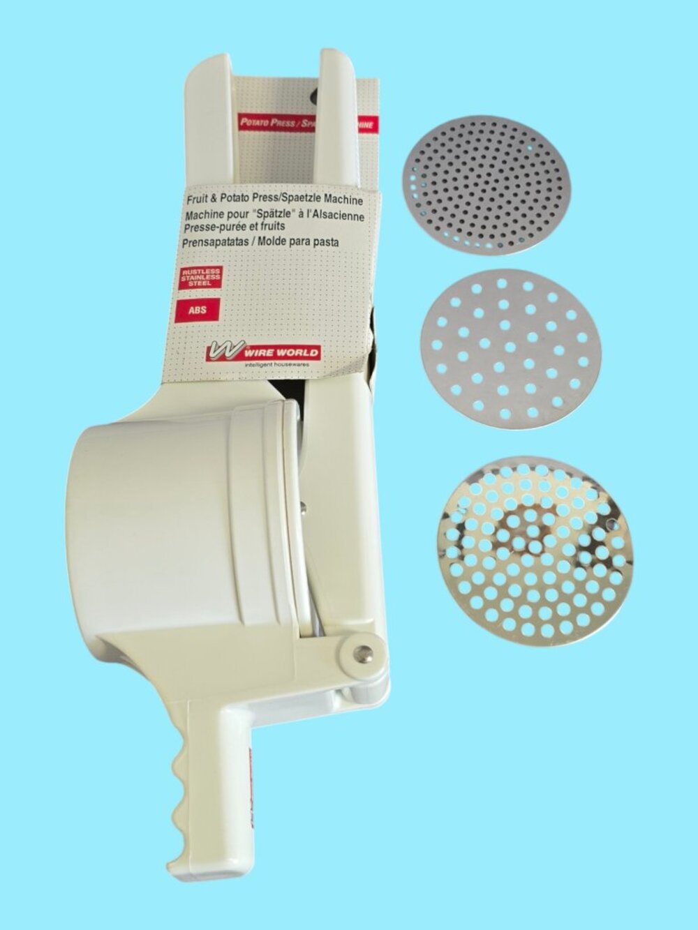 Wire World Fruit & Potato Press / Spaetzle Machine Plastic & Stainless Steel